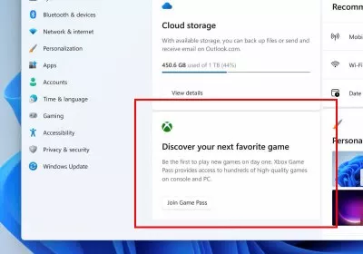 game pass windows pcs xbox advertising windows 11